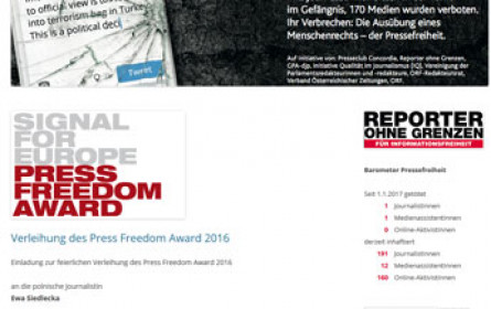 Polnische Journalistin Ewa Siedlecka erhält "Press Freedom Award 2016"