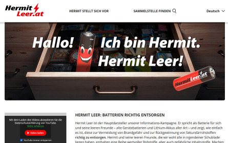 „Hermit Leer“: Neue Informationskampagne für Gerätealtbatterien gestartet