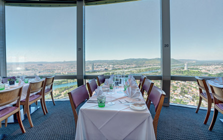 Hohe Gastronomie im Donauturm