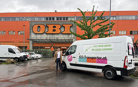 Obi setzt für Kundeneinkäufe auf Sharing-Vans von 123-Transporter