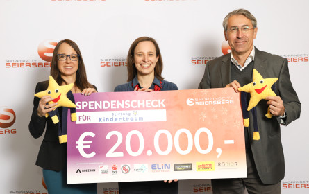 ShoppingCity Seiersberg spendet € 20.000,-- für Stiftung Kindertraum