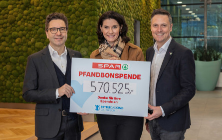 Pfandbonspenden bei Spar bringen über 570.000 Euro für „Rettet das Kind“
