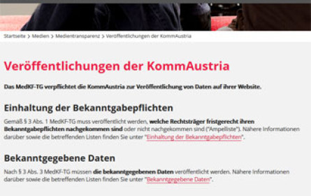 Medientransparenzgesetz: KommAustria veröffentlicht Datensätze