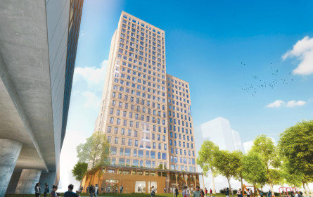 Ein Holzhaus mit 24 Stockwerken