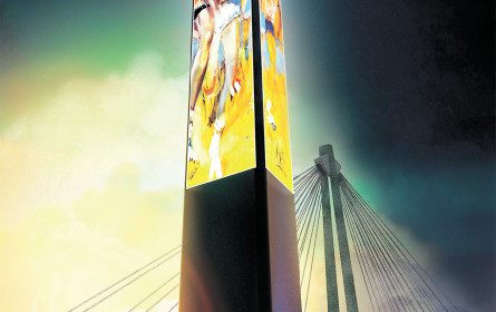 Werbe-Leuchtturm wird eingeschaltet