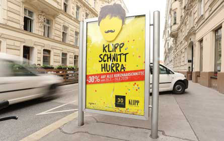 Klipp-Kampagne mit Plakat & City Light von Gewista umgesetzt