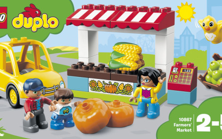 Billa baut auf Legosteine