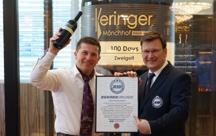 Größte gläserne Weinflasche der Welt im Guinness Buch der Rekorde