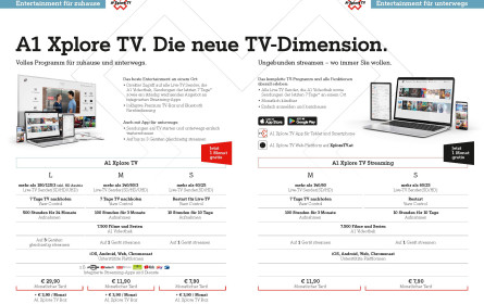A1 vereint die beliebtesten TV-Inhalte und Streaming-Dienste auf einer Plattform