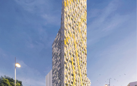 Q-Tower feiert Dachgleiche