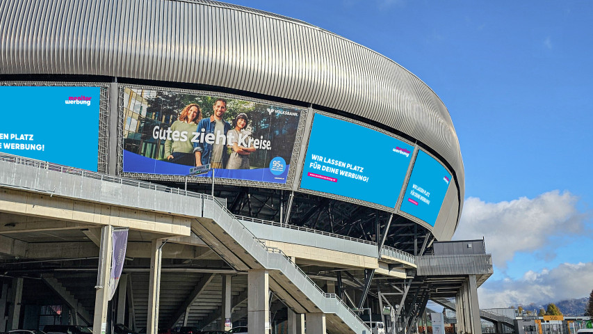 Volksbank bespielt Gigawall in Klagenfurt