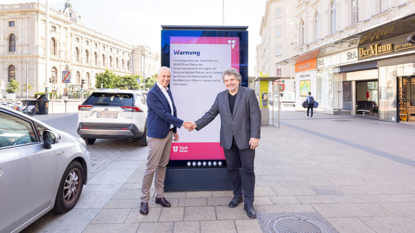 Gewista spielt Warnmeldungen der Stadt Wien künftig automatisiert und in Echtzeit auf digitalen City-Lights aus
